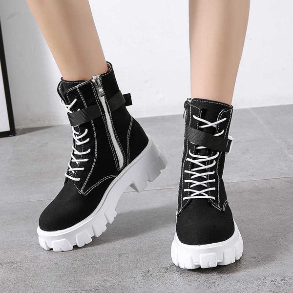 

british martin boots women's summer thin 2021 canvas high shoes thick soled casual motorcycle, Black