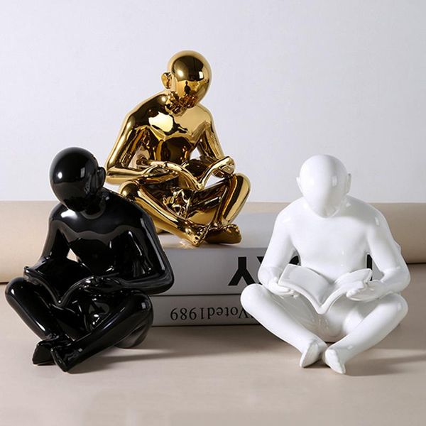 

decorative objects & figurines nordic simple golden characters reading bookends creative home decor ornaments office study deskdecoratio