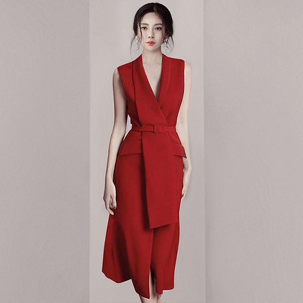 

casual dresses women's vintage vest blazer dress ladies v-neck sleeveless tank elegant office party h5mi, Black;gray