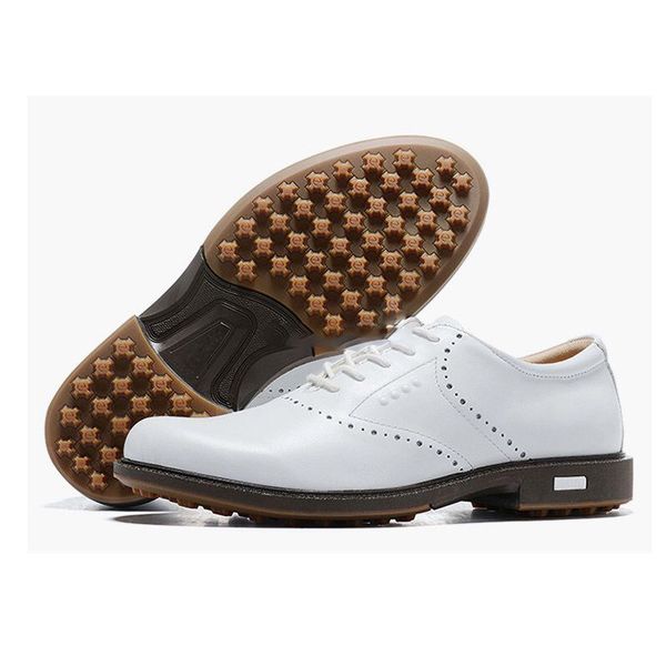 

golf shoes new leather golf shoe men jogging walking footwear ers black anti slip spikless sneakers 210706