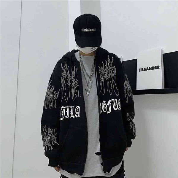 

women's jackets new autumn women oversized hoodie fashion dark design sense long-sleeved loose couple hooded sweater coat h8jf, Black;brown