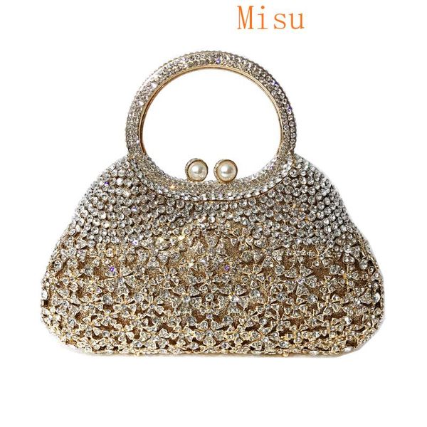 

women's bags alloy evening bag crystals / hollow-out gold fall & winter