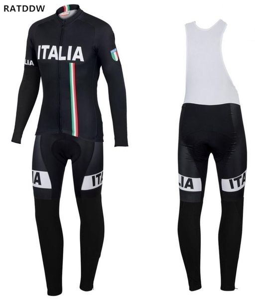 

racing sets italy winter thermal cycling clothing 2021 men fleece jersey bike bicycle suits kit ropa ciclismo, Black;blue
