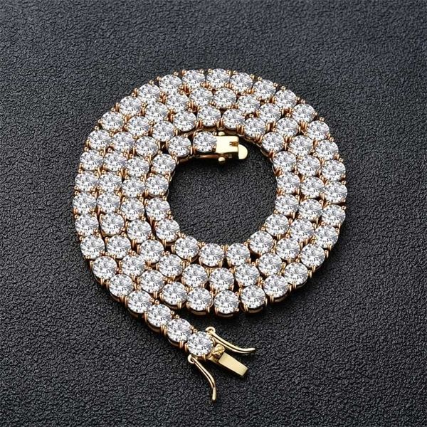 

men's iced out tennis chain 3mm 4mm 5mm necklace hip hop jewelry bc019 220210, Silver