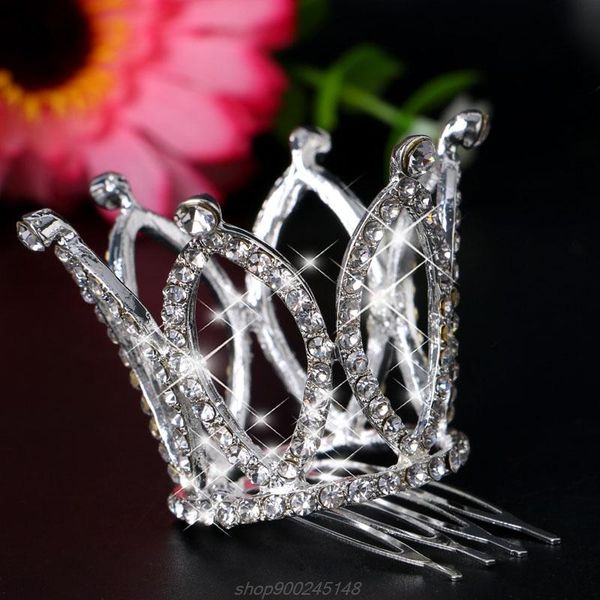

hair clips & barrettes mini women lady girl rhinestone crown bridal tiara comb pin wedding party f06 21 dropship, Golden;silver