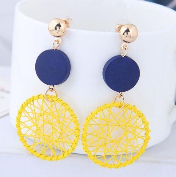 

exaggerated big circle femininity korean personality versatile ring pendant long earrings, Black