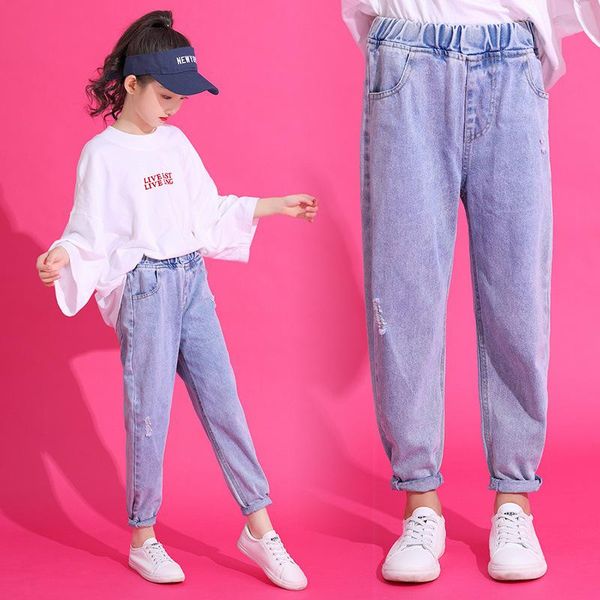 

autumn girls' jeans, children's radish pants, jeans, Blue