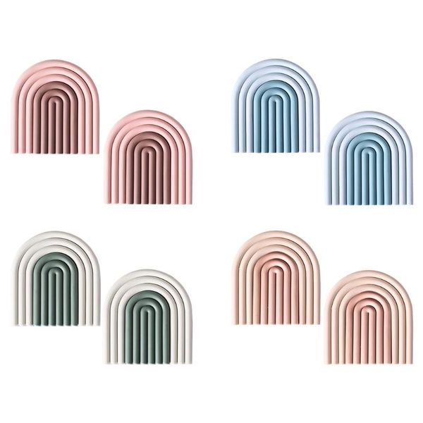 

mats & pads 2x nordic style rainbow drink non-stick heat colorful wine cup mat