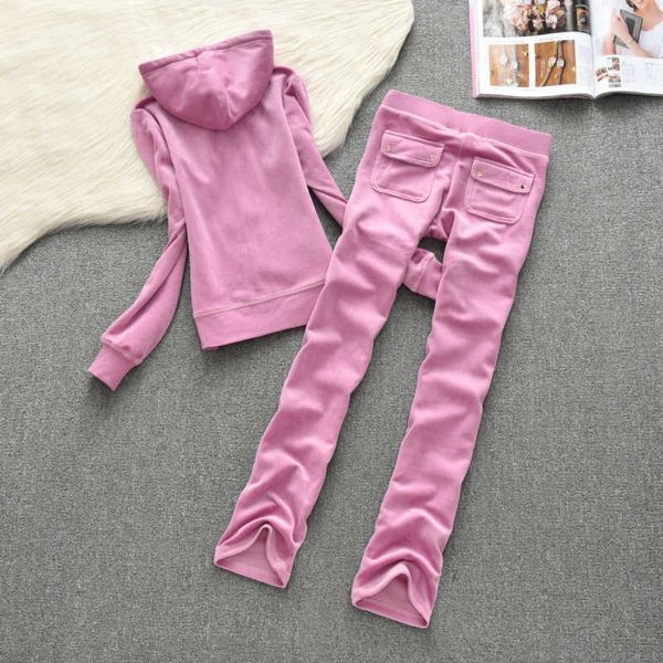 

spring / fall 2020 women's brand velvet fabric tracksuits velour suit womentrack suit hoodies and pants size s - xxl y0607, Gray