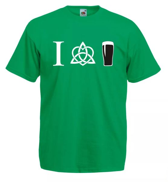 

grid j686 i love pint guinness weave celtic irish t-shirt 100% cotton, White;black