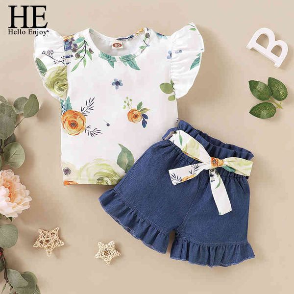 

jumpsuits toddler baby girl clothes sets summer bowknot printing short pants fashion 2pcs outfits children's clothing at6c, Blue