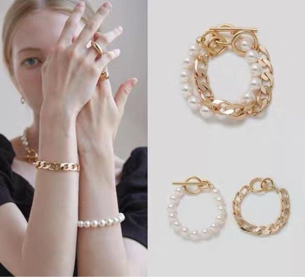 

charm bracelets korean design 21 classic pearl chain necklace, Golden;silver