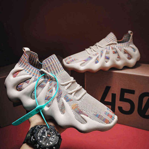 

dress shoes sports 2022 autumn volcanic casual breathable socks 450 flying weaving sports running coconut, Black