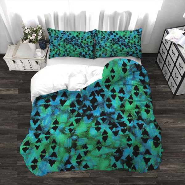 

3pcs duvet cover set customizable polyester stylish durable triangle pattern art style comforter bed au us uk size bedding sets
