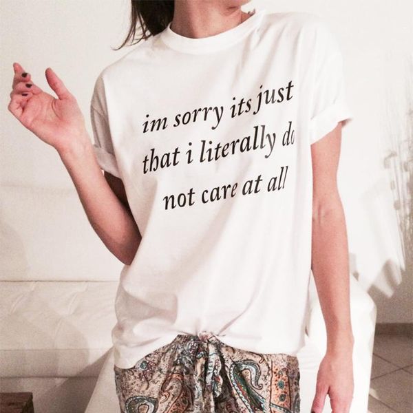 

women's t-shirt t shirt women shirts print fashion funny plus size clothing i literally do not care at all white tshirt