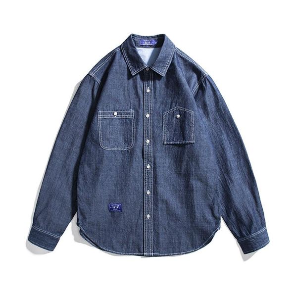 

men's casual shirts washed denim shirt for mens thin long-sleeved loose sweatshirt coat spring and autumn retro male cotton jean jacket, White;black