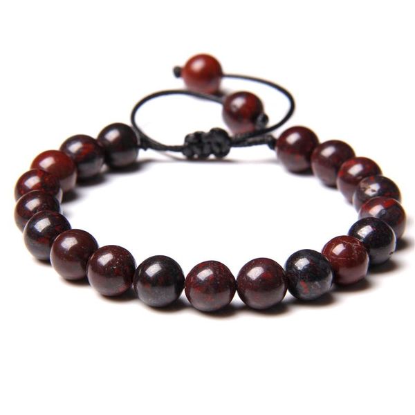 

beaded, strands fashion bloodstone beads braided bracelet natural stone black rope woven adjustable energy jewelry for women men