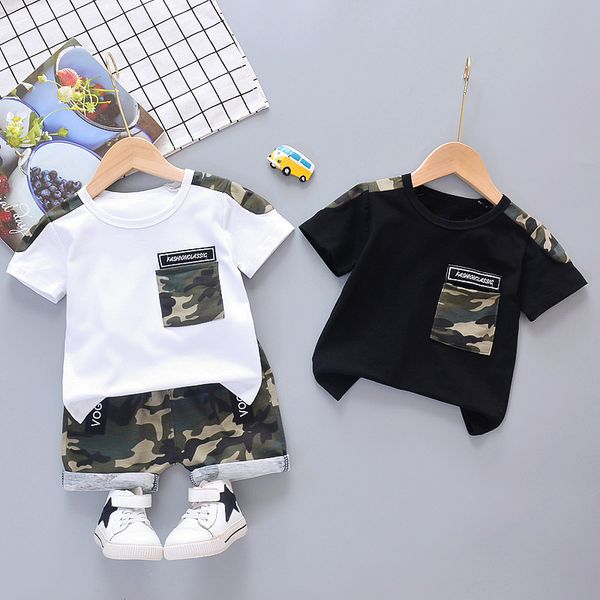 

Baby Boys Summer Clothing Sets Kids Tracksuits Casual Camouflage T-shirt Shorts 2pcs Baby Boys Infant Sports Suits Clothes, Black