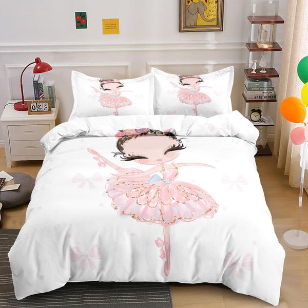 

bedding sets ballet dancer girl quilt covers child white bed cover princess set cute cartoon duvet bedclothes single king size