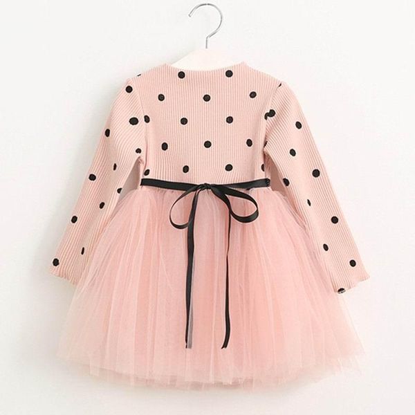 

girl's dresses retail spring autumn girl korea style polka dot gauze long sleeve princess dress children clothing 2-6t az470, Red;yellow