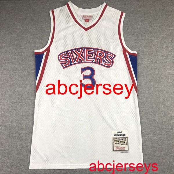 

men's 3# iverson 96--97 white basketball jersey s- vest, Black