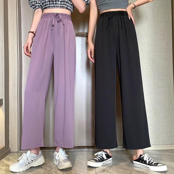 

women's pants & capris cool comfort women gabby purple high waist korean straight slacks lady wide leg female oversized cute suit trous, Black;white
