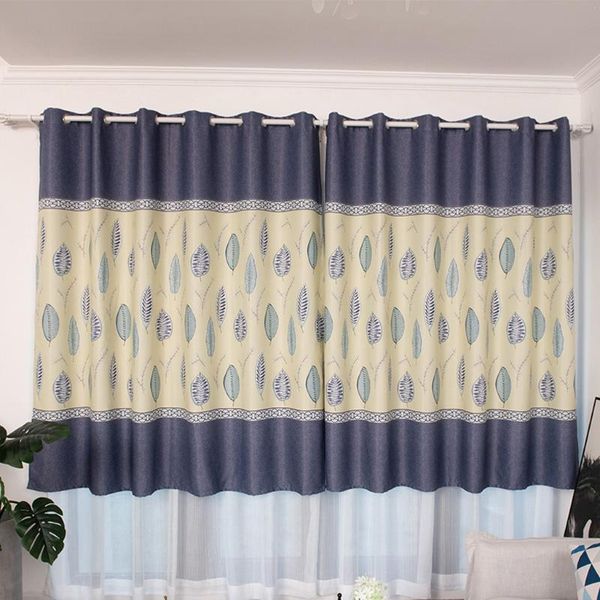 

curtain & drapes 1pc delicate fresh pastoral style leaf printing blackout tulle window treatment voile drape valance panel fabric 200x100