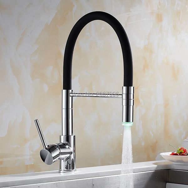 

kitchen faucets gizero led sprayer pull down single handle water tap rotatable swivel spout vessel sink mixer faucet chrome gi2119