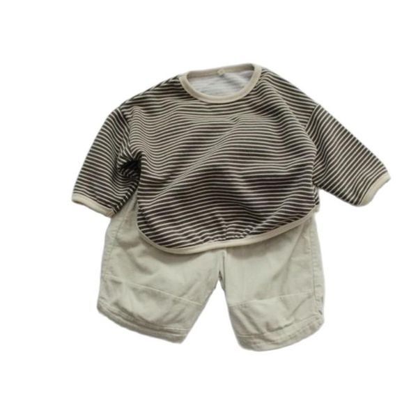 

t-shirts baby cotton polka striped t-shirt long-sleeved boys and girls loose sweaters p5068, Blue