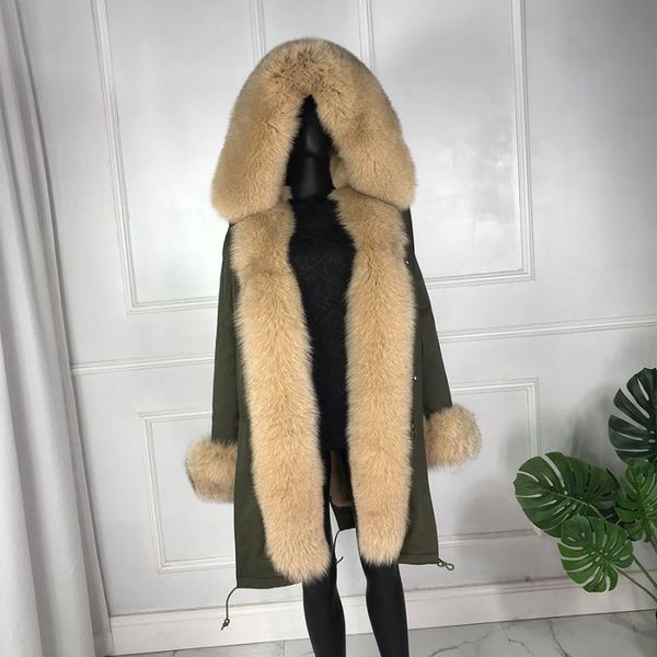 

women's fur & faux real lined parka women winter coat with, Black
