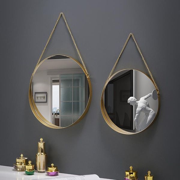 

mirrors makeup mirror wrought iron round wall-mounted bathroom dormitory vanity