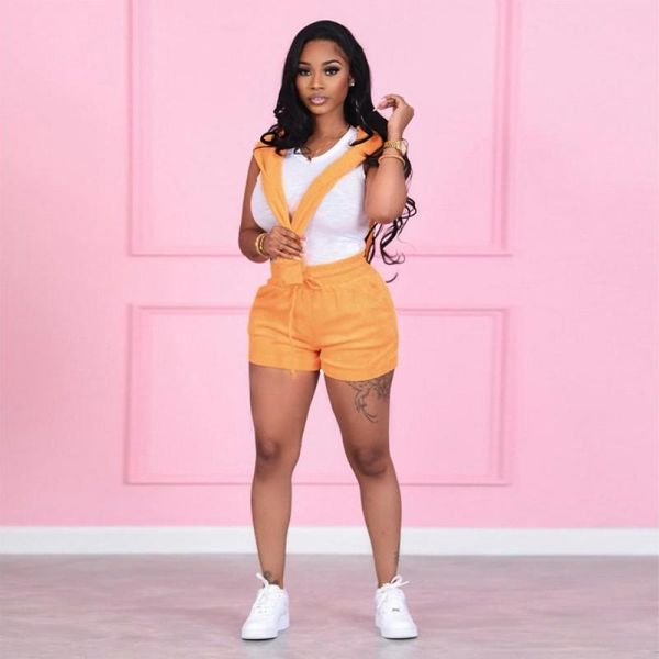

women's tracksuits 2021 summer style zipper hooded sweater two-piece sports and leisure long-sleeved shorts suit, Gray