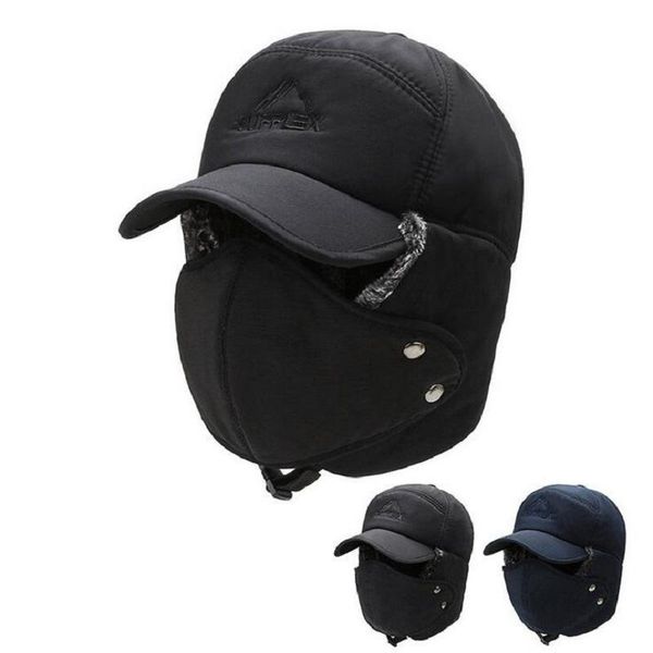 

hat winter outdoor riding ear protection cold and warm old skiing hats, Black;white