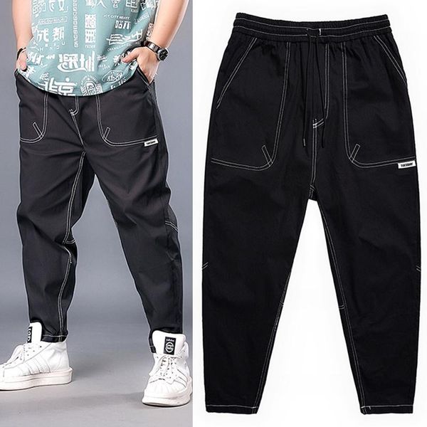 

men's pants high-end fashion brand casual 2021 summer plus size jogging long men, Black