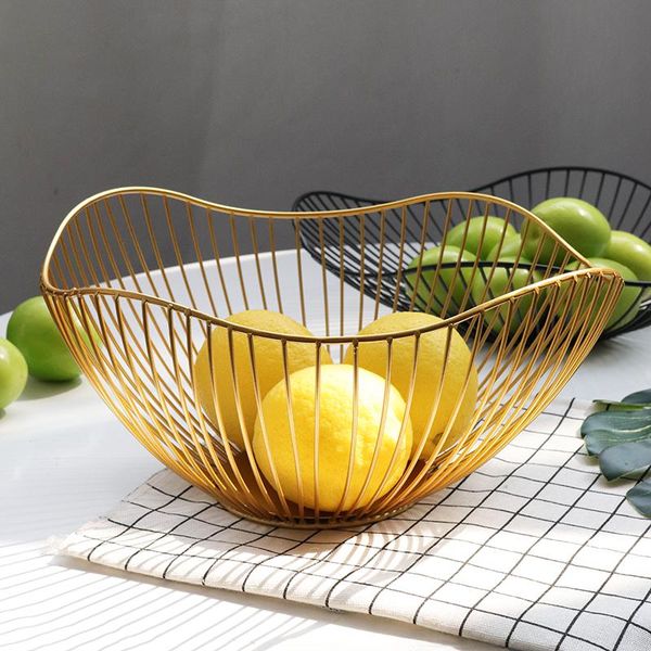 

storage baskets nordic style geometric shape gold iron art fruit basket home organization bowl decoration tool for vegetable cosmetics