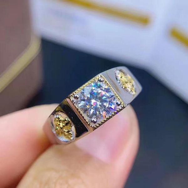 

cluster rings arrival fashion man moissanite men's ring 925 sterling silver fine jewelry, Golden;silver