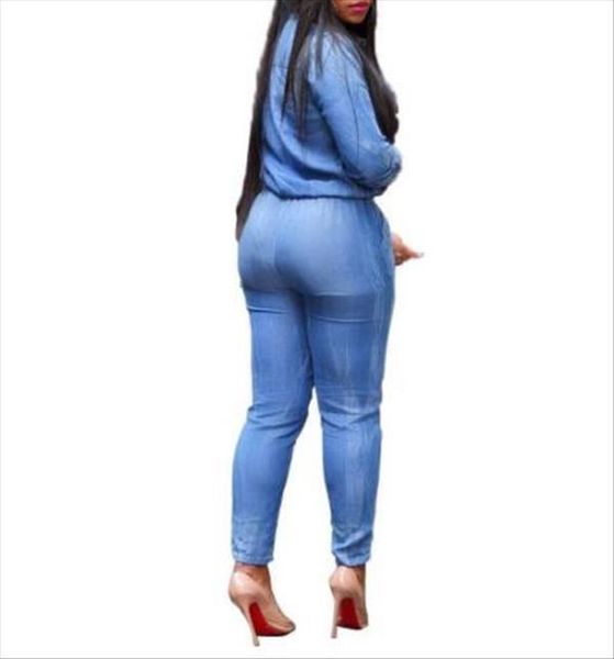

fashionable long sleeve denim womens jumpsuit summer plus size xxl, Black;white