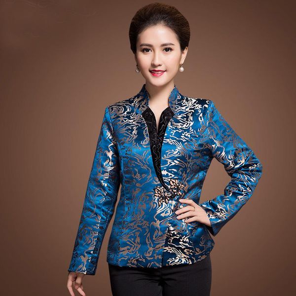 

women's jackets chinese traditional tangsuit big size women basic casual female outerwear coats evening party jacket ovecoat, Black;brown