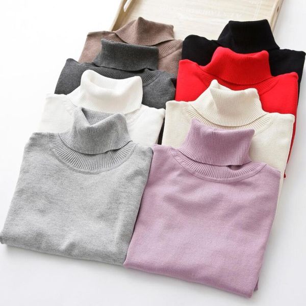 

women's sweaters turtleneck sweater women pullover knitted jumper long sleeve ladies korean 2021 autumn winter solid basic female jw914, White;black