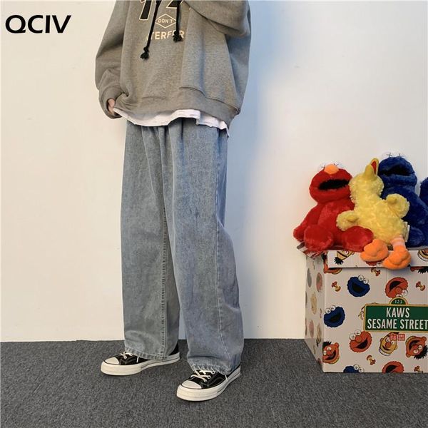 

men's jeans denim men full length button vintage spring autumn mens long trousers wide leg korean style simple harajuku streetwear, Blue