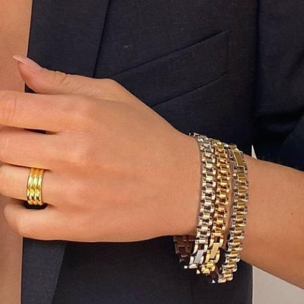 

charm bracelets band chain bracelet stainless steel for women trendy jewelry wholesale, Golden;silver