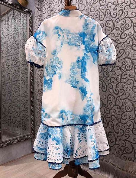 

dresses summer style women vintage gradient color print ruffle deco short sleeve casual club, Black;gray