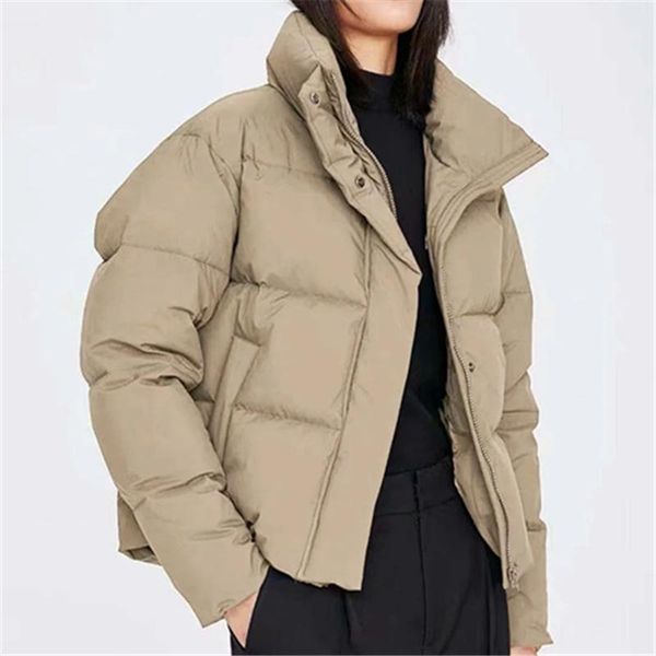 

women's down & parkas 2021 autumn and winter european american style loose thin short bread jacket stand collar cotton, Black
