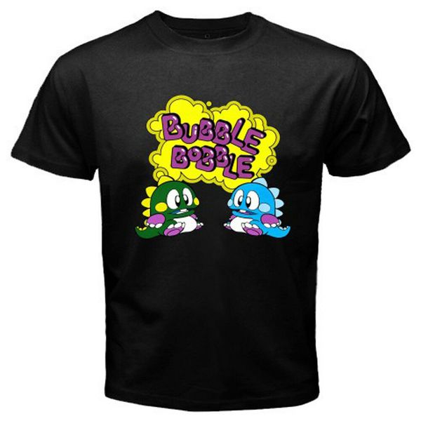 

new bubble bobble nes game retro men's black t-shirt size s to 3xl, White;black