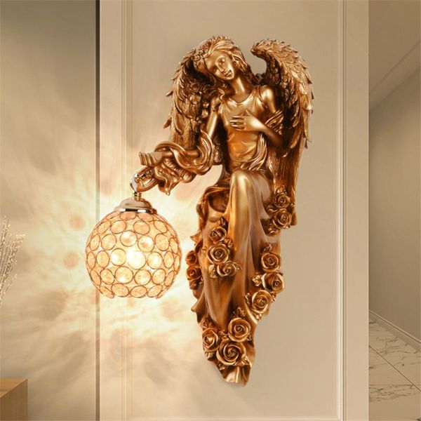 

european goddess angel resin wall lamps living room background bedside bedroom american aisle bathroom decorated sconces lights lamp