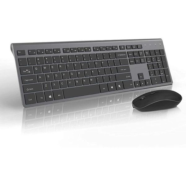 

keyboard mouse combos rechargeable wireless 2.4g full size thinergonomic and compact design for lappc deskcomputer, windows