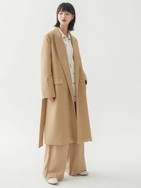 

women's trench coats 2021 spring womans clothes with belts khaki coat long women casual autumn jacket, Tan;black