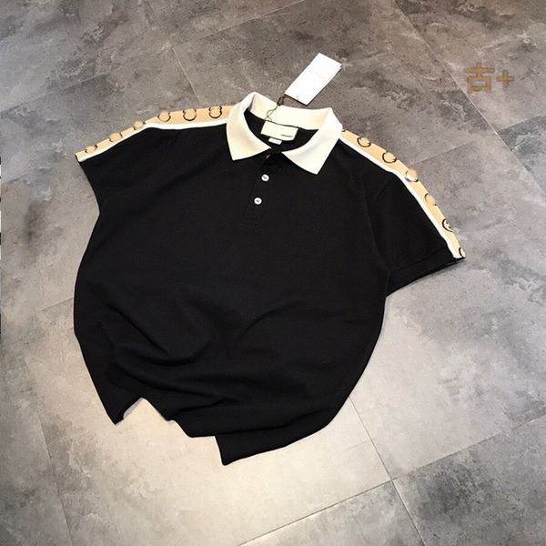 

t shirt summer 21 fashion brand double g letter yarn dyed reflective lapel , men's and women's casual simple short sleeve, White