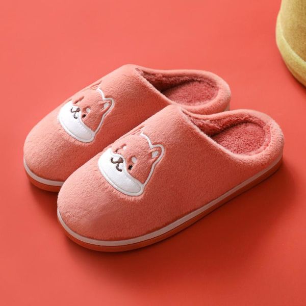 

slippers cotton winter plush cartoon warm indoor couples floor wool, Black