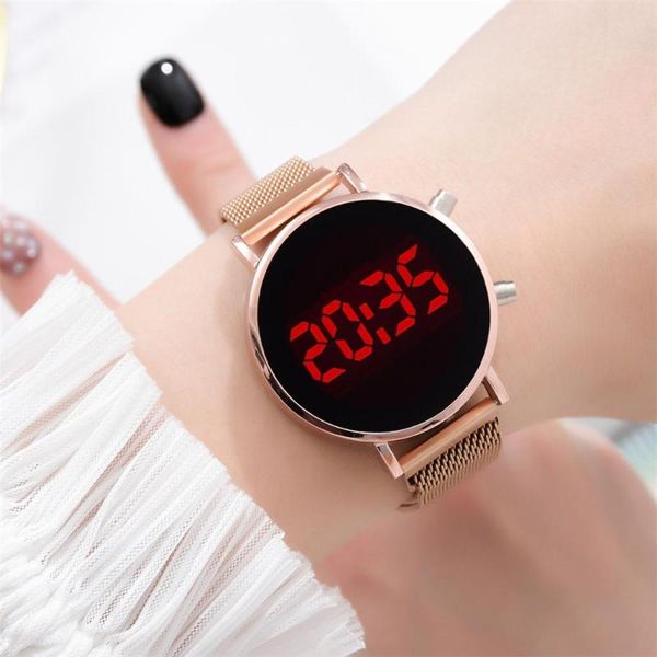 

wristwatches fashion magnetic women watches rose gold stainless steel mesh strap ladies electronic minimalist female clock, Slivery;brown